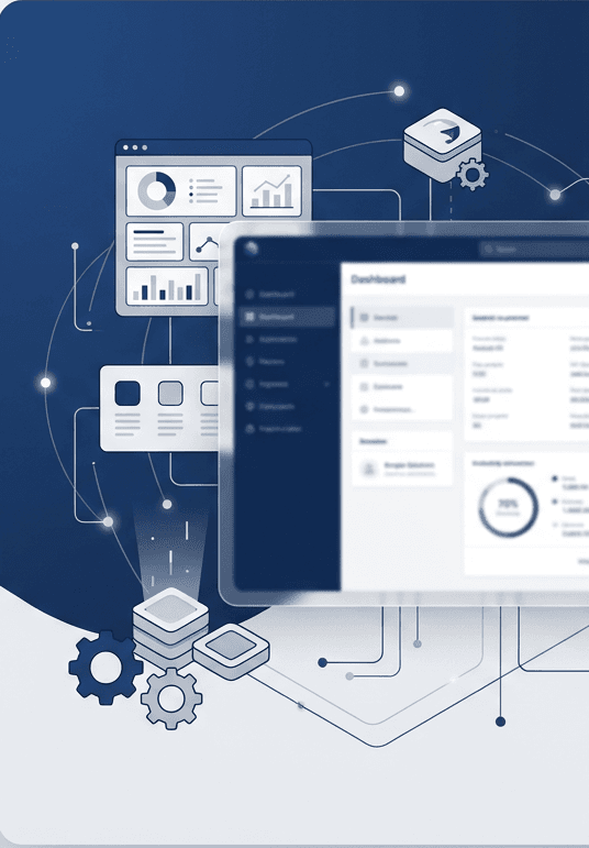 Ilustração de dashboard administrativo